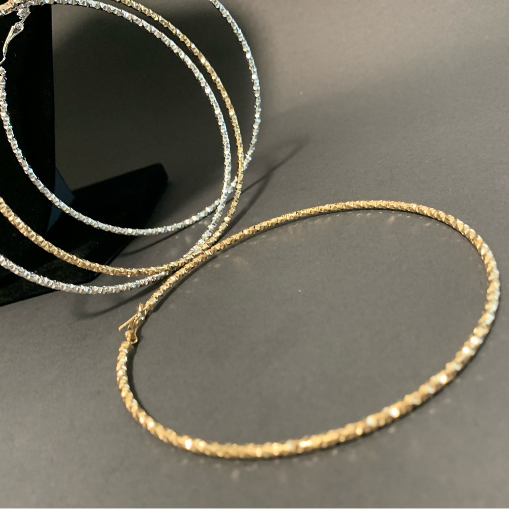 4” Large Gold tone Hoop Earrings